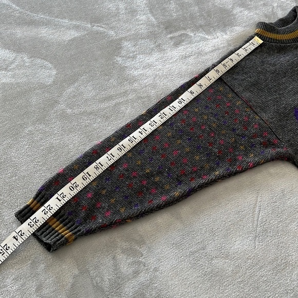 Vintage Mountain Downhill Ski Graphic Sweater Grey Pink Purple - Picture 13 of 15